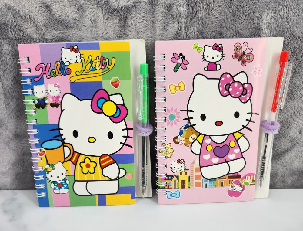 2 Spiral Pocket Notebook/Pen Hello Kitty Spring 4x5.5" Small Journal or Diary